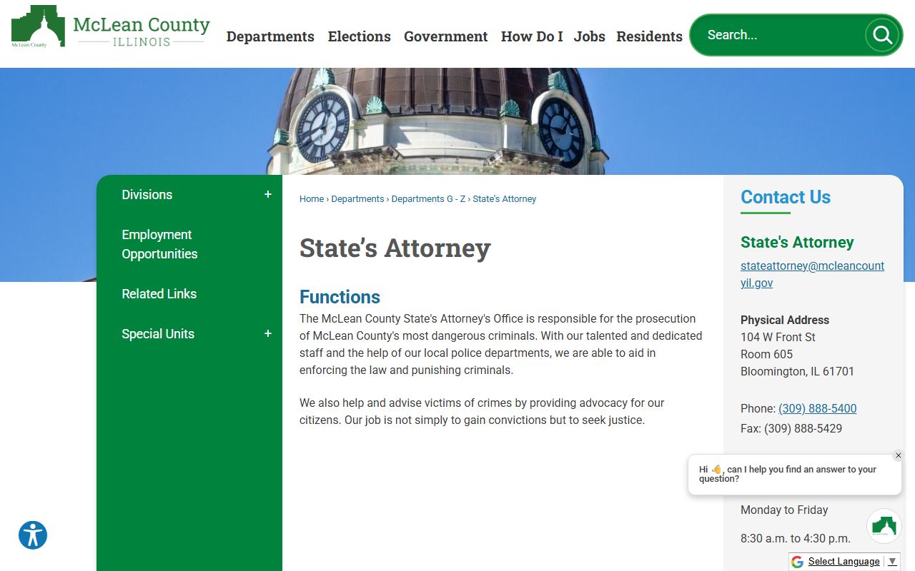 McLean County State's Attorney page describing charges filed after an arrest