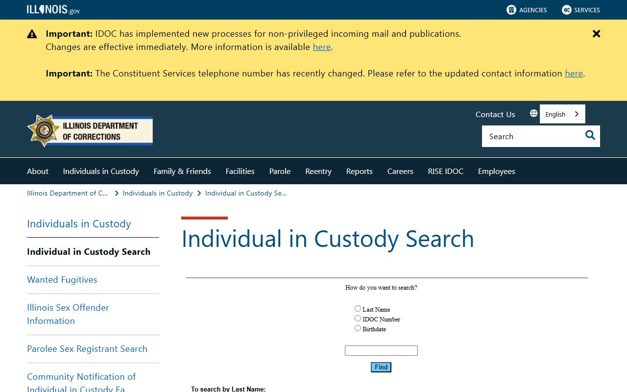 IDOC statewide inmate population search for sentenced McLean County prisoners